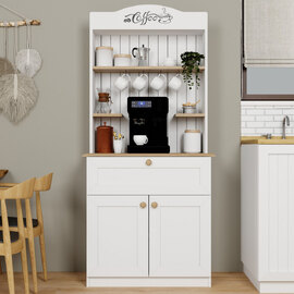 Alreno Wooden Coffee Station Cabinets with 2 Doors in White