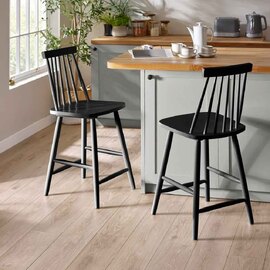 Althea Black Wooden Bar Stools in Pair