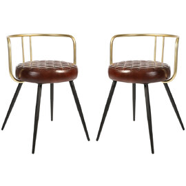 Avondale Red Leather Stools With Metal Legs In Pair