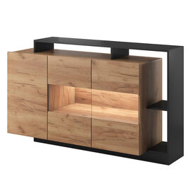 Alto Wooden Sideboard In Golden Oak And Black With LED