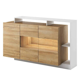 Alto Wooden Sideboard In Grandson Oak And White With LED