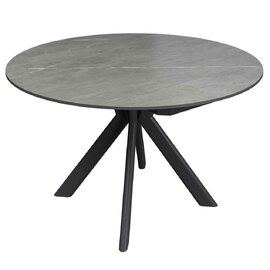 Altoen Round Ceramic Top Extending Dining Table in Matte Grey