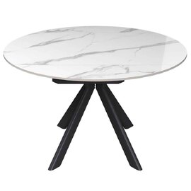 Altoen Round Ceramic Top Extending Dining Table in White Gloss