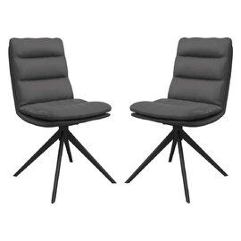 Altois Dark Grey Faux Leather Swivel Dining Chair in Pair