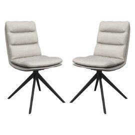 Altois Light Grey Faux Leather Swivel Dining Chair in Pair
