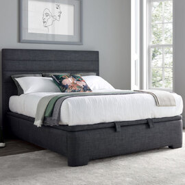 Alton Fabric Ottoman Storage King Size Bed In Slate
