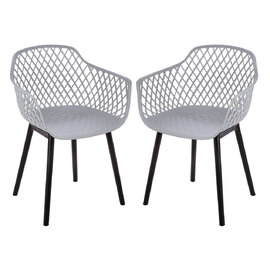 Altona Grey Plastic Dining Chairs With Black Legs In Pair