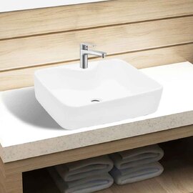 Altoona Rectangular Countertop Basin Without Waste 480mm Wide 1TH - White