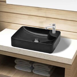 Altoona Rectangular Countertop LH Basin Without Waste 440mm Wide 1TH - Black