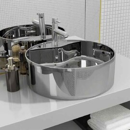 Altoona Round Countertop Basin Without Waste 465mm Wide 1TH - Silver