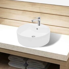 Altoona Round Countertop Basin Without Waste 465mm Wide 1TH - White