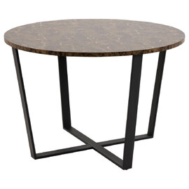 Altoona Wooden Round Dining Table In Brown Marble Effect