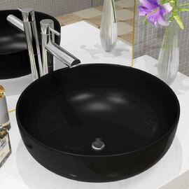 Alva Round Countertop Basin Without Waste 415mm Wide 0TH - Black