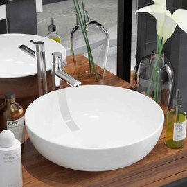 Alva Round Countertop Basin Without Waste 415mm Wide 0TH - White