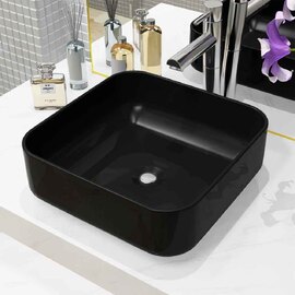 Alva Square Countertop Basin Without Waste 390mm Wide 0TH - Black