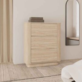 Alvane Wooden Chest Of 3 Drawers in White Oak