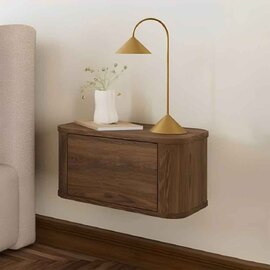 Alvane Wooden Wall Mounted Bedside Cabinet with 1 Drawer in Smoked Oak