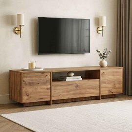 Alvar Wooden TV Stand with 3 Doors in Atlantic Pine
