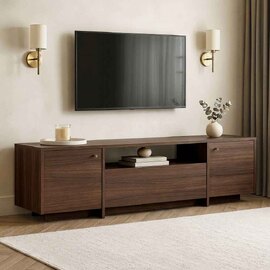 Alvar Wooden TV Stand with 3 Doors in Milano Walnut