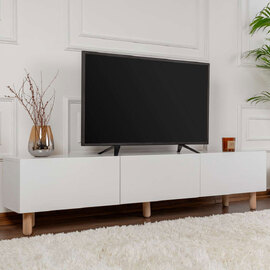 Alvin Wooden TV Stand with 3 Doors in White