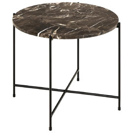 Alvina Large Marble Round Side Table - Brown Emperador