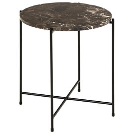 Alvina Small Marble Round Side Table - Brown Emperador