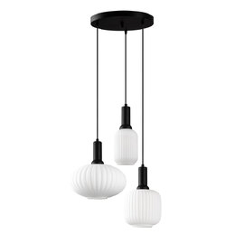 Asker Metal Ribbed Glass Ceiling Light in Black and White