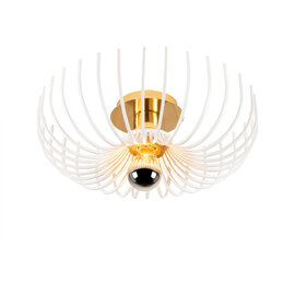 Aspendos Small Metal Semi-Flush Ceiling Light in White