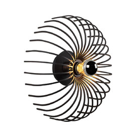 Aspendos Small Metal Semi-Flush Wall Light in Black
