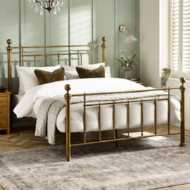 Alvoro Metal King Size Bed in Gold