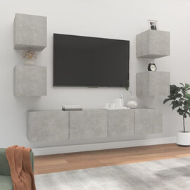 Alyson Wooden Living Room Furniture Set In Concrete Effect