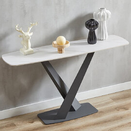 Amaari Sintered Stone Console Table With Anthracite Base