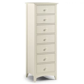 Caelia Narrow Chest of Drawers In Stone White With 7 Drawers