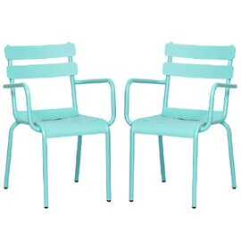 Amarillo Blue Aluminium Outdoor Arm Chairs In Pair