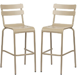 Amarillo Taupe Aluminium Outdoor Bar Chairs In Pair