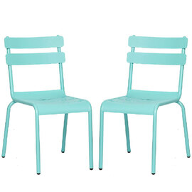 Amarillo Blue Aluminium Outdoor Side Chairs In Pair