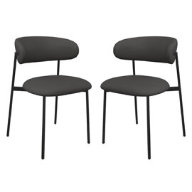 Amarillo Dark Grey Faux Leather Dining Chairs In Pair