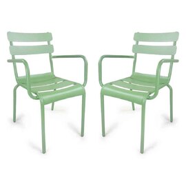 Amarillo Garden Olive Green Aluminium Armchair in Pair