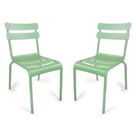 Amarillo Garden Olive Green Aluminium Side Chair in Pair