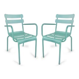 Amarillo Garden Pastel Blue Aluminium Armchair in Pair
