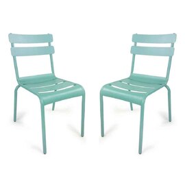 Amarillo Garden Pastel Blue Aluminium Side Chair in Pair