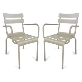 Amarillo Garden Taupe Aluminium Armchair in Pair