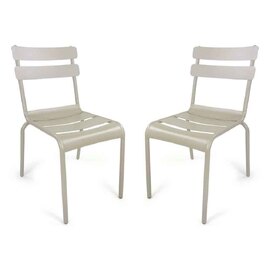 Amarillo Garden Taupe Aluminium Side Chair in Pair