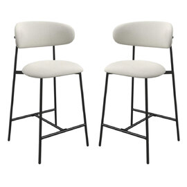 Amarillo Ivory Fabric Bar Chairs In Pair