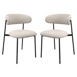 Amarillo Ivory Fabric Dining Chairs In Pair