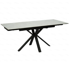 Amarillo Large Ceramic Glass Extending Dining Table In Grey