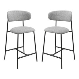 Amarillo Light Grey Fabric Bar Chairs In Pair