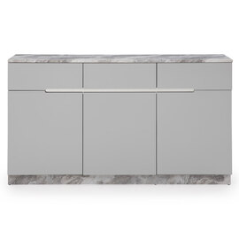 Amarillo Marble Top Sideboard In Grey Paper With Wooden Base