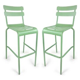 Amarillo Olive Green Aluminium Bar Chairs in Pair