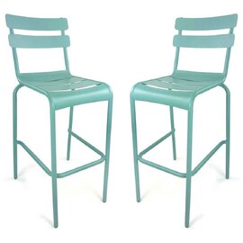 Amarillo Pastel Blue Aluminium Bar Chairs in Pair